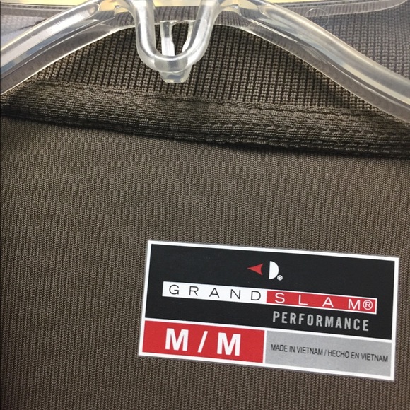 Men’s longsleeve brown polo shirt by grand slam - Picture 2 of 2